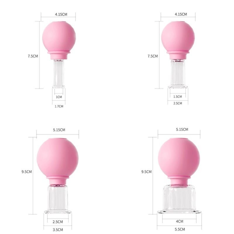 Facial Cupping Therapy Set - Professional Pink Face Lift Vacuum Massage Cups