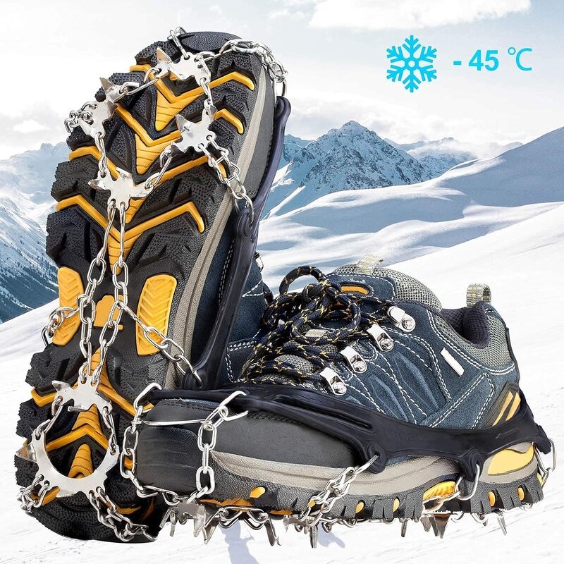 Snow Ice Crampons - Custom Outdoor 19 Stainless Steel Spikes Anti Slip Tool