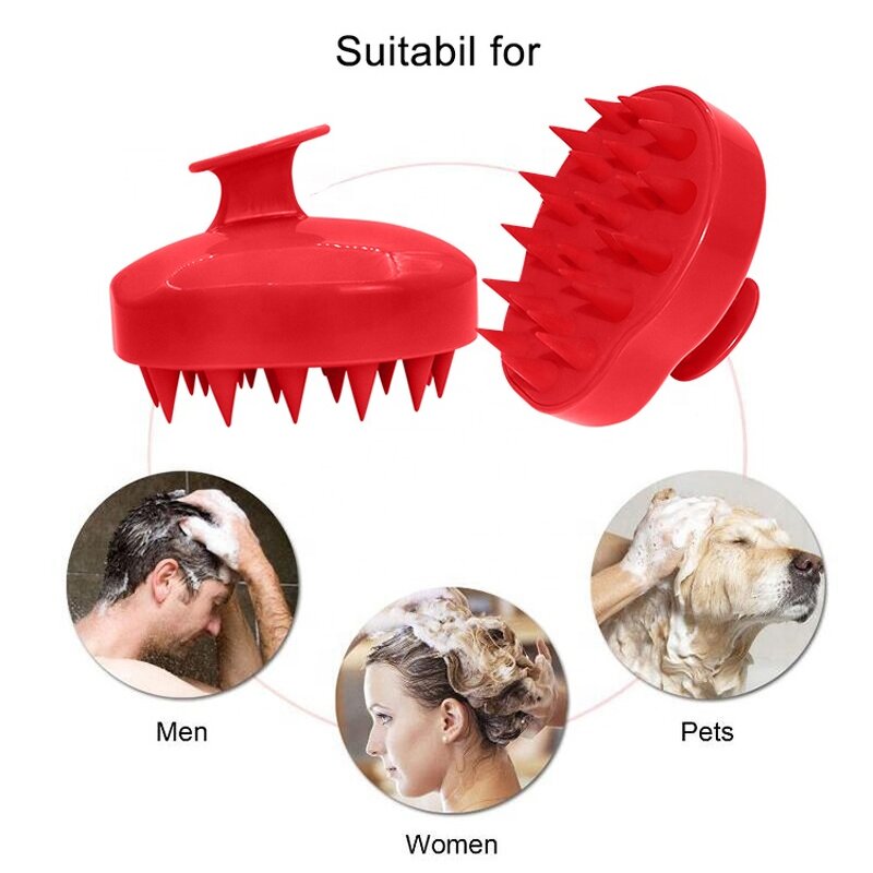Silicone Scalp Massager Brush - Hot Sale ABS Handle Wet Dry Salon Tool