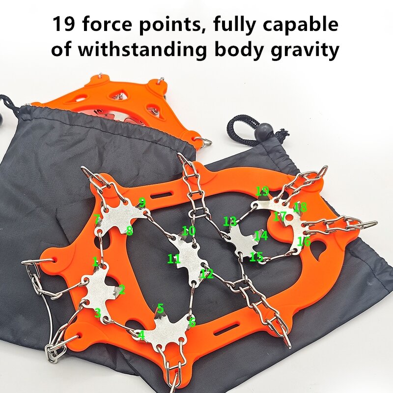 Snow Ice Crampons - Custom Outdoor 19 Stainless Steel Spikes Anti Slip Tool