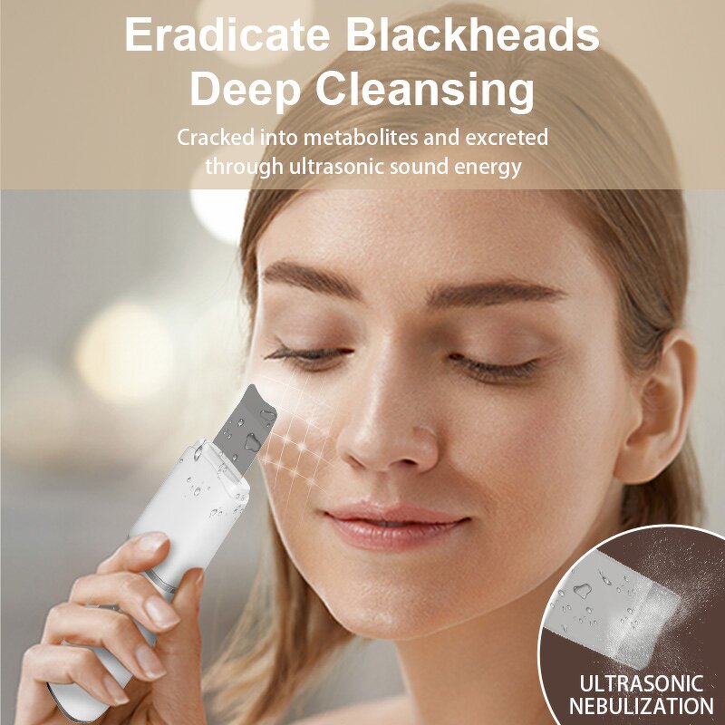 Skin Scrubber Spatula Manufacturer - Wireless Rechargeable Ultrasonic Handheld Face Exfoliation Tool with US/EU/AU Plugs
