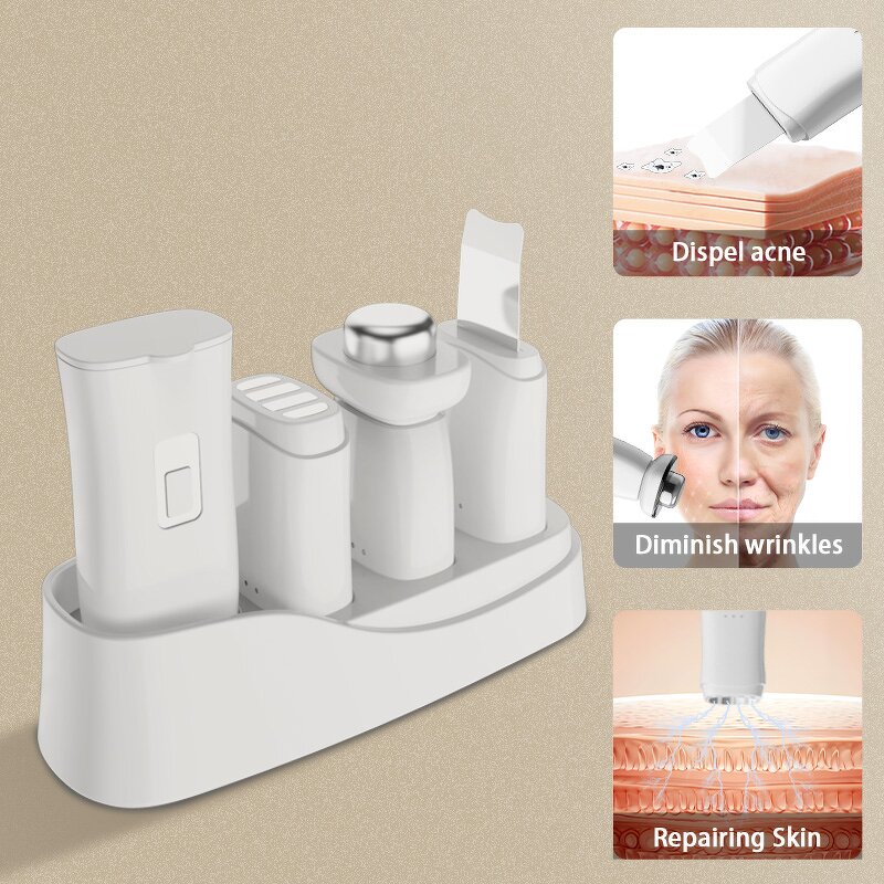 Skin Scrubber Spatula Manufacturer - Wireless Rechargeable Ultrasonic Handheld Face Exfoliation Tool with US/EU/AU Plugs