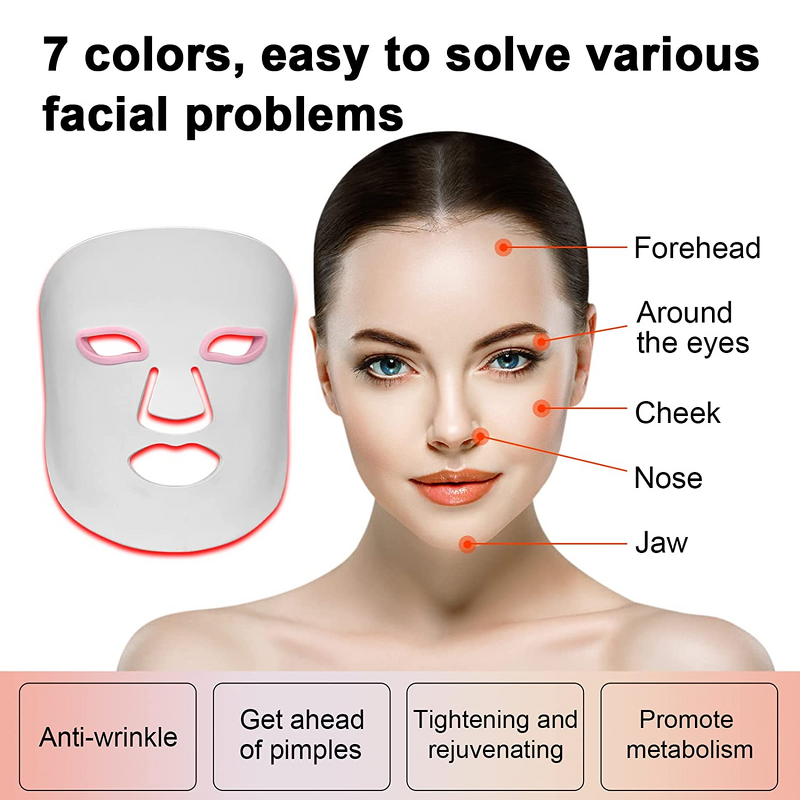 LED Light Therapy Mask Manufacturer - New Silicone Multi-wavelengths 7 Colors for Face & Neck Pain Relief Home Spa