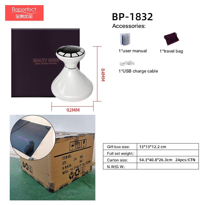 Beauty Device Manufacturer - Beperfect Ems LED Light Therapy Hand-held RF for Skin Tightening & Firming Home Use with US Plug