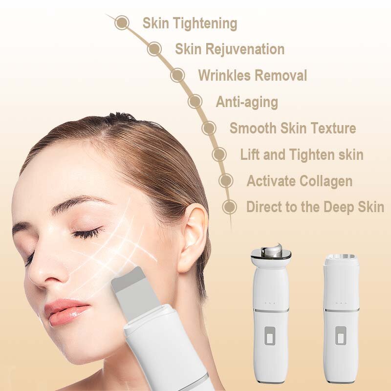 Skin Scrubber Spatula Manufacturer - Wireless Rechargeable Ultrasonic Handheld Face Exfoliation Tool with US/EU/AU Plugs