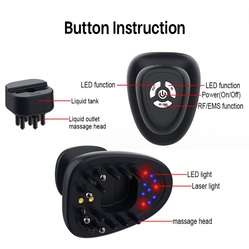 Hair Growth Comb Manufacturer - Beperfect LED Light Therapy Scalp Massager with Rf Ems Hair Brush