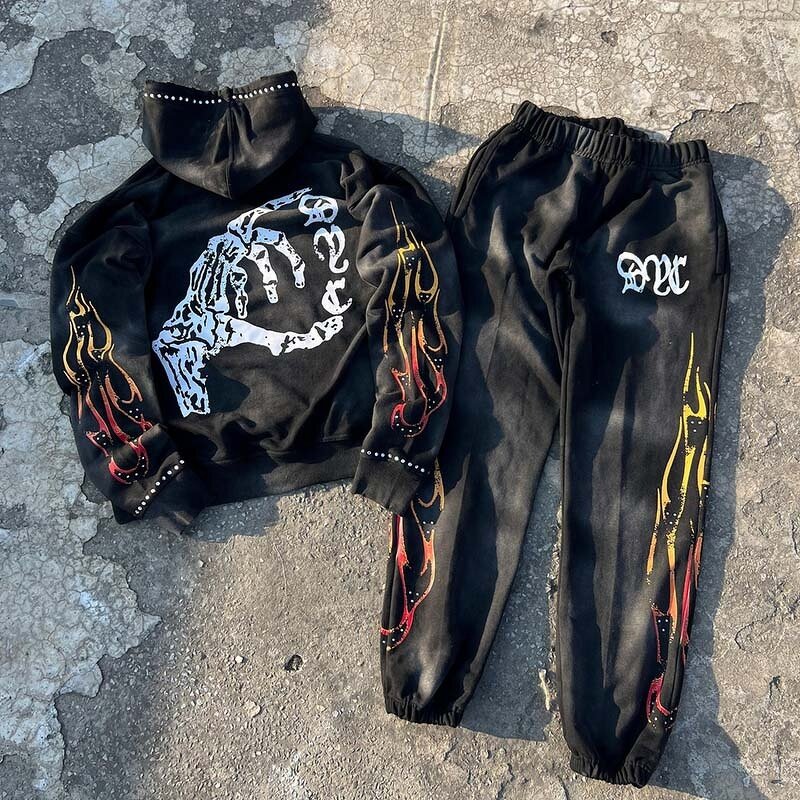 Men's Zip Up Hoodies - Wholesale Black Acid Wash Rhinestone Winter Tops