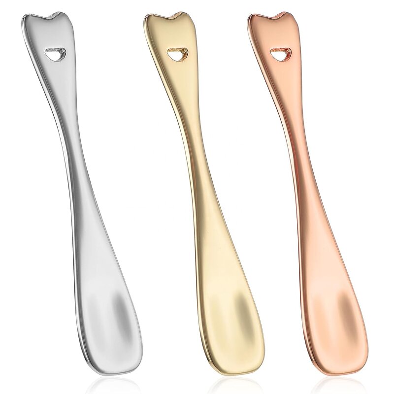 Cosmetic Spatula - Custom Logo Heart Shaped Rose Gold Metal Makeup Spoon