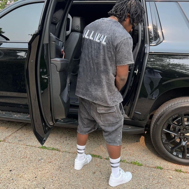 Men's Short Set - Custom Acid Wash French Terry T Shirt Sweat Shorts Set