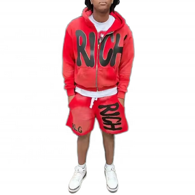 Men's Sweatsuit Set - 2025 Vintage French Terry Acid Wash Hoodie Shorts