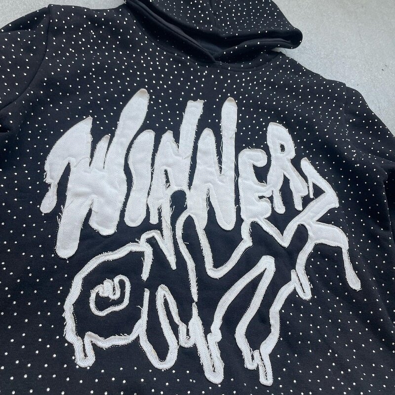 Men's Cropped Hoodie - 2025 Oversize Boxy Rhinestone Baggy Sweatshirt