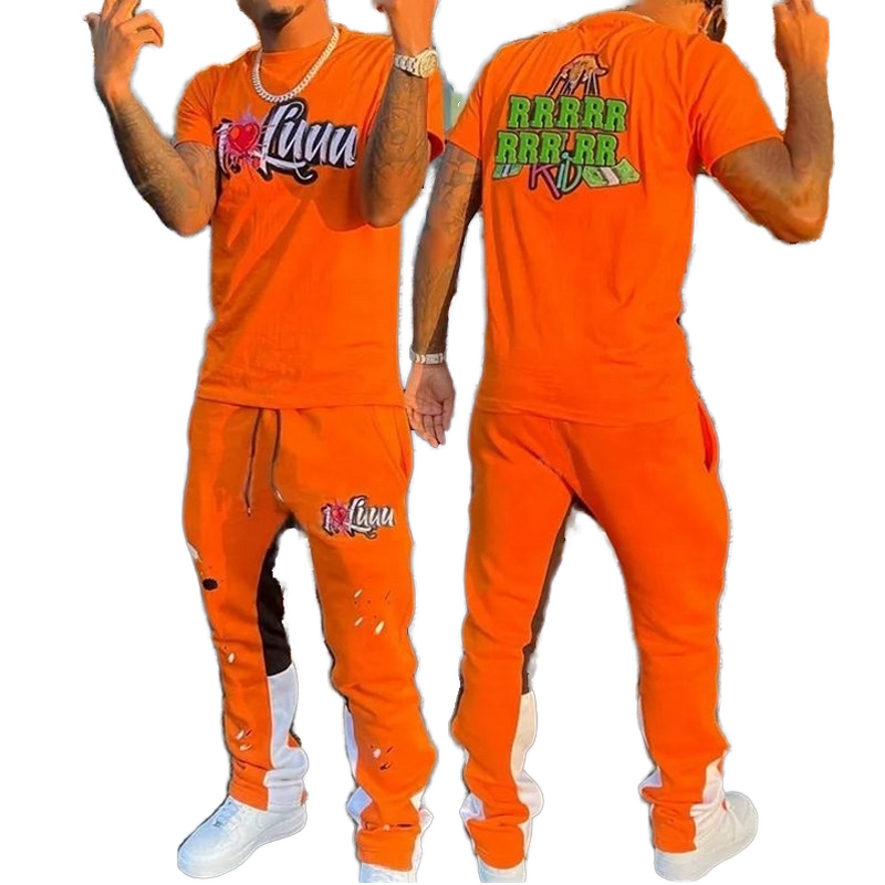 Men's Tracksuits Set - Customizable 2 Piece Print Cotton Streetwear Shorts