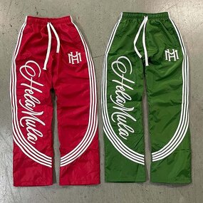 Men's Windbreaker Pants - Custom Loose Fit Vintage Nylon Stripe Pants