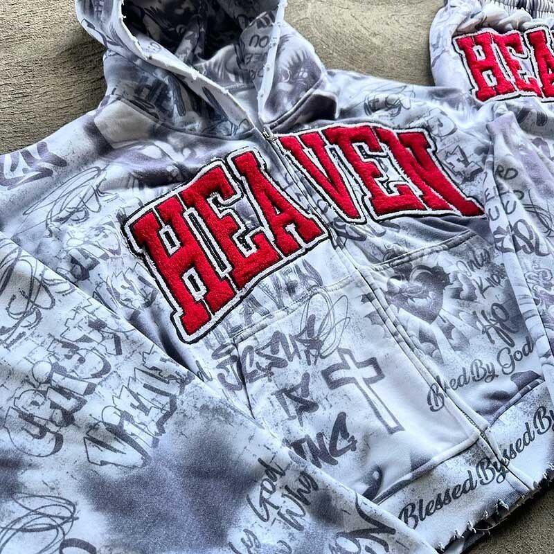 Unisex Fleece Hoodie Set - Custom 3D Embroidered Sun Faded Vintage Tops