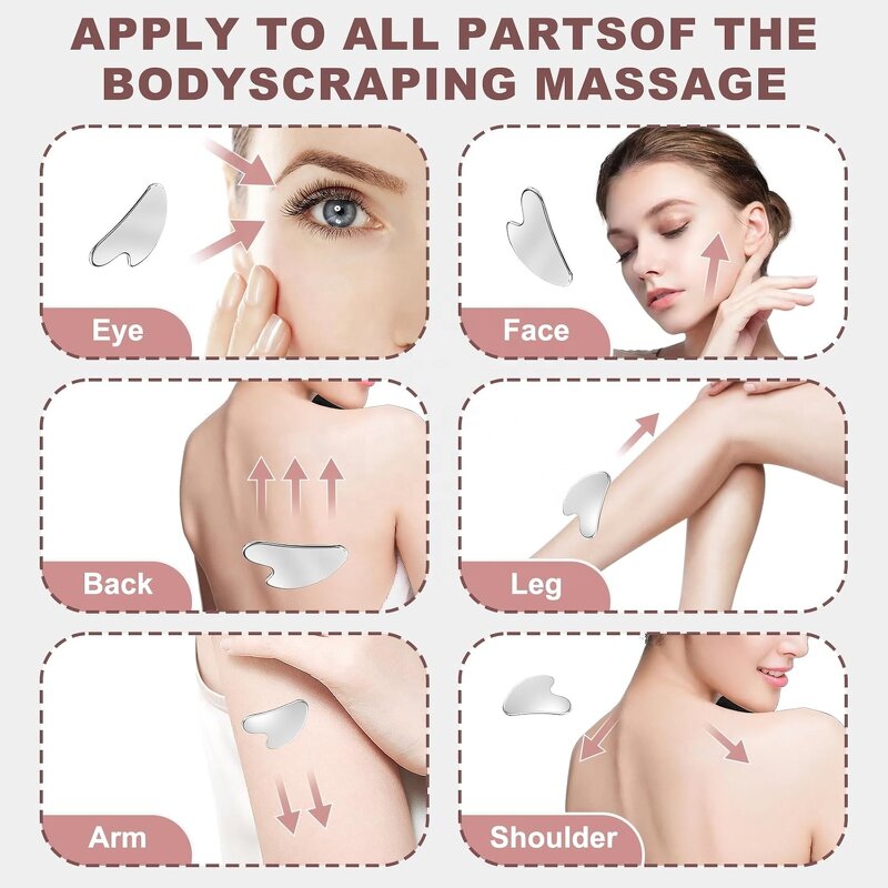 Gua Sha Scraper Tool - Wholesale Gold Heart Shape Stainless Steel Facial Tool