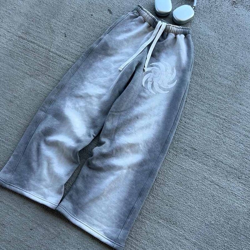 Unisex Flared Sweatpants - Custom Logo French Terry Acid Wash Casual Pants