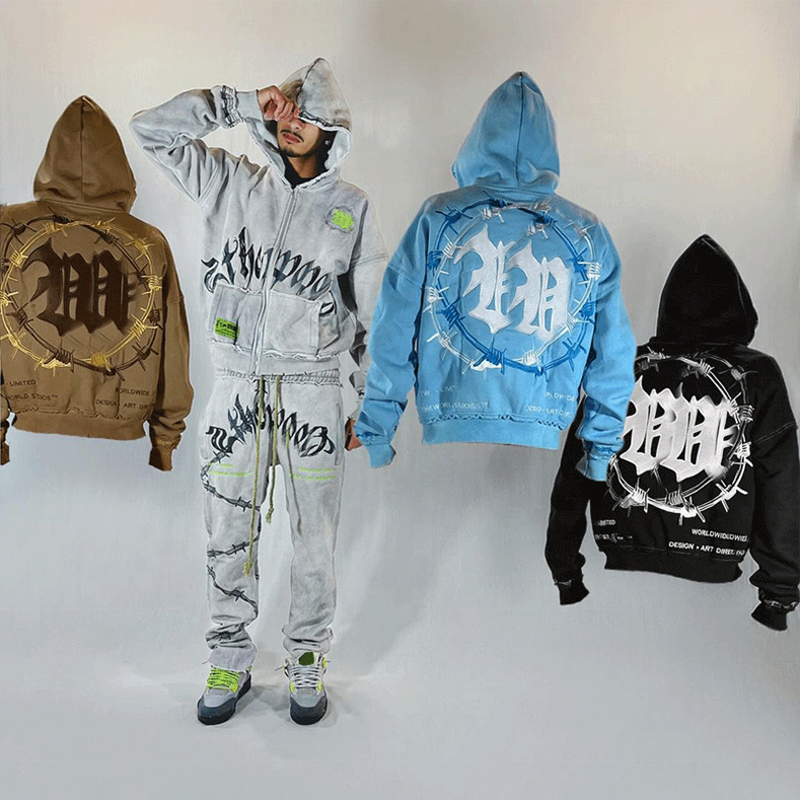 Men's Tracksuit Set - Luxury 400Gsm Organic Cotton Puff Print Sweat Suit