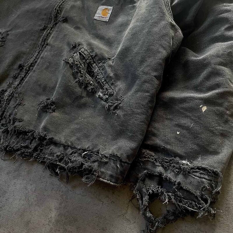 Unisex Zip Up Hoodie - Winter Acid Wash Oversize Distressed Black Sweatshirt