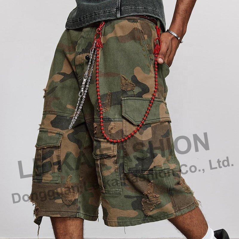 Men's Cargo Shorts - Wholesale Distressed Camo Heavyweight Cotton Pants
