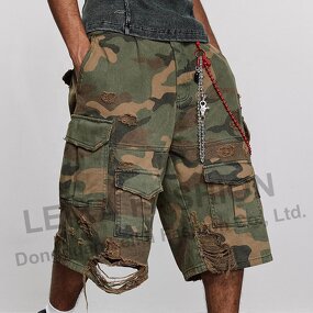 Men's Cargo Shorts - Wholesale Distressed Camo Heavyweight Cotton Pants