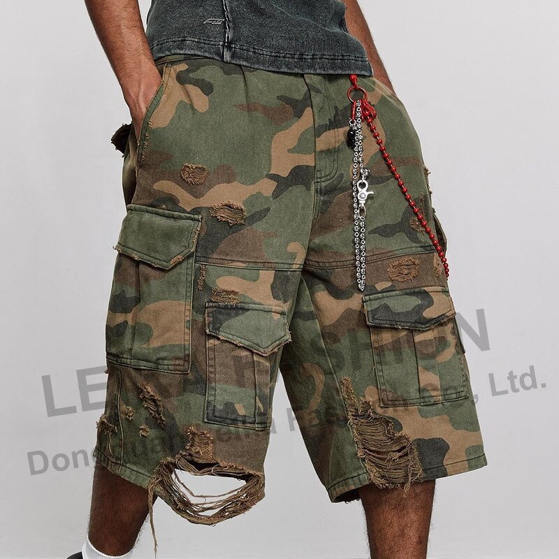 Men's Cargo Shorts - Wholesale Distressed Camo Heavyweight Cotton Pants