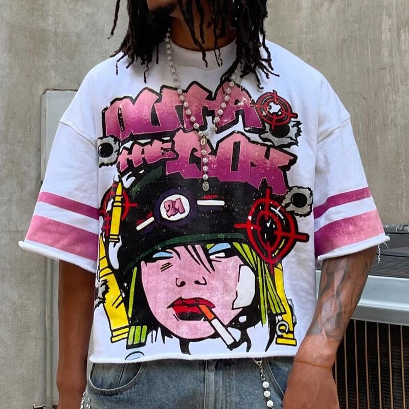 Men's Cropped T-Shirt - Custom Dtg Print Boxy Round Neck Cotton Tee