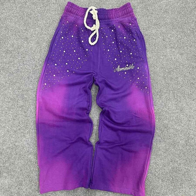Unisex Sweatpants - 450Gsm Organic Cotton Rhinestone Acid Wash Pants