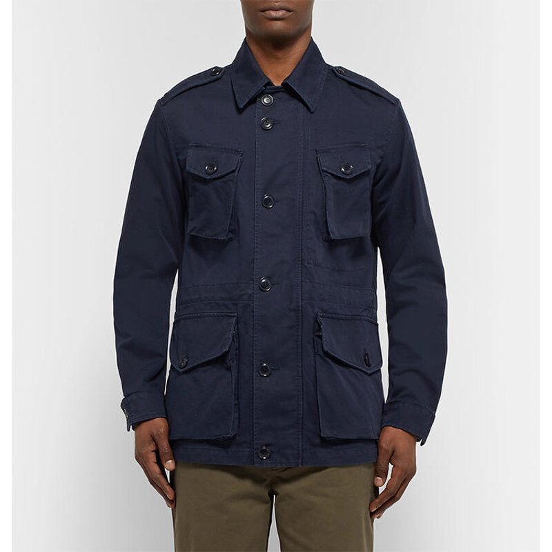 Men's Canvas Jacket - Vintage Japanese Oil Field Winter Navy Work Coat