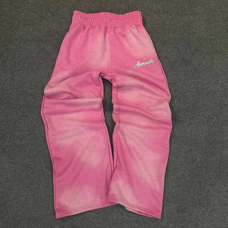 Unisex Sweatpants - 450Gsm Organic Cotton Rhinestone Acid Wash Pants