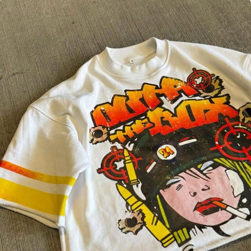 Men's Cropped T-Shirt - Custom Dtg Print Boxy Round Neck Cotton Tee