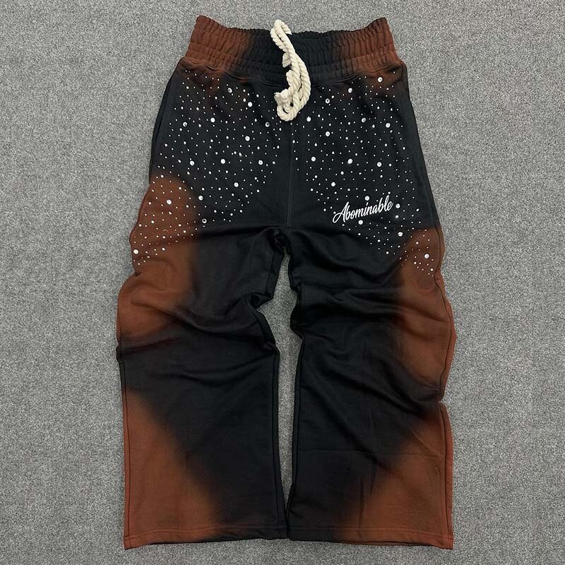 Unisex Sweatpants - 450Gsm Organic Cotton Rhinestone Acid Wash Pants