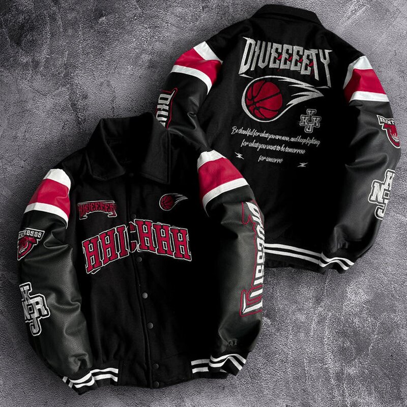 Men's Varsity Jacket - Wholesale Winter Blank Leather Sleeve Streetwear Coat