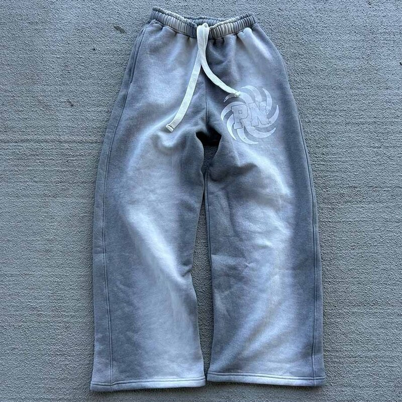 Unisex Flared Sweatpants - Custom Logo French Terry Acid Wash Casual Pants