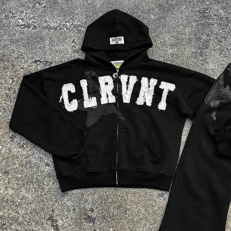 Men's Tracksuit Set - Custom Letter Print Rhinestone Loose Sweat Suit