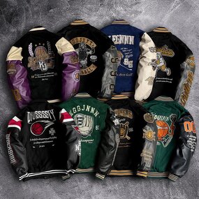 Men's Varsity Jacket - Wholesale Winter Blank Leather Sleeve Streetwear Coat