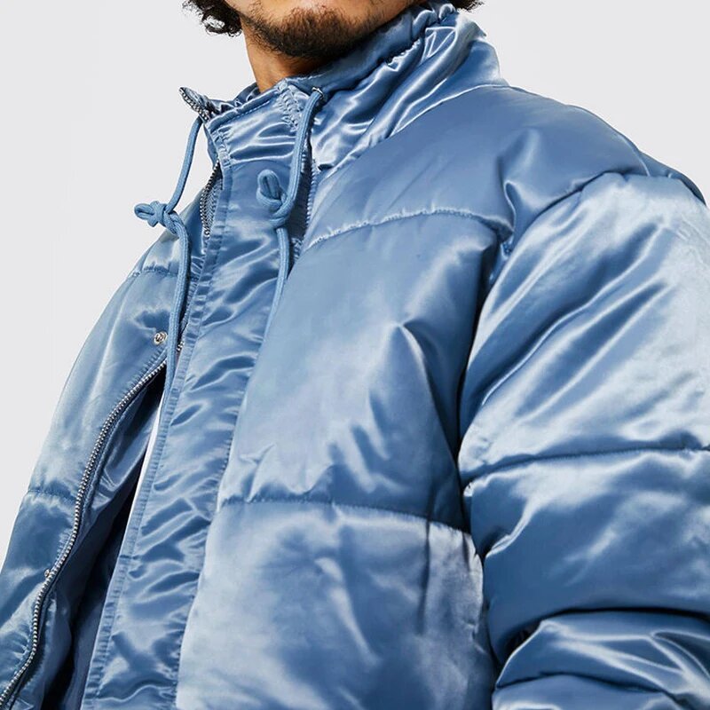 Men's Puffer Jacket - Custom Logo Oversized Satin Padded Outdoor Coat