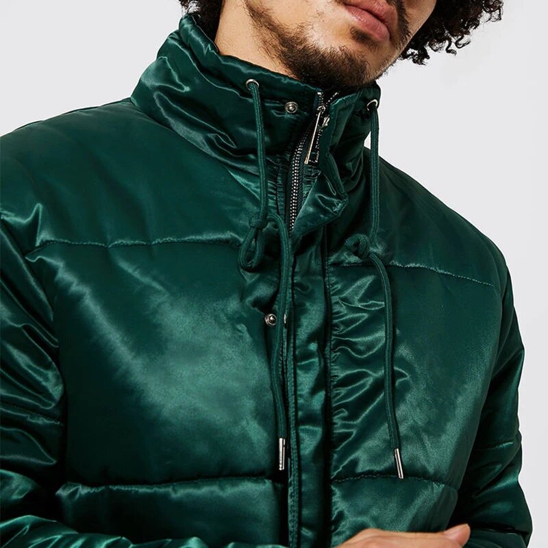 Men's Puffer Jacket - Custom Logo Oversized Satin Padded Outdoor Coat