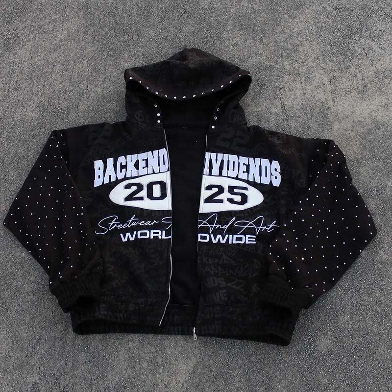 Unisex Cropped Hoodie - Wholesale Rhinestone Acid Wash Custom Print Top