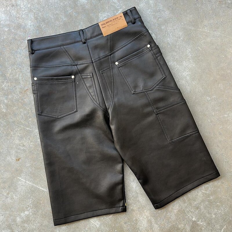 Men's Leather Shorts - High Quality Cargo Crystal Patchwork Workout Jorts