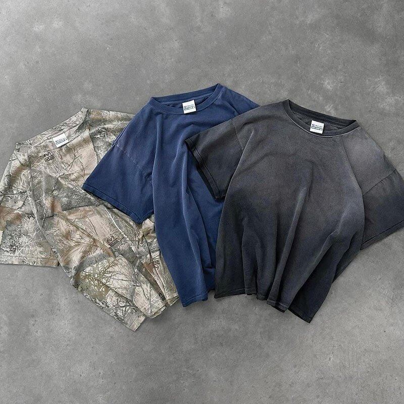 Men's Oversized T-Shirt - Custom Camouflage Acid Wash Vintage Cotton Tee