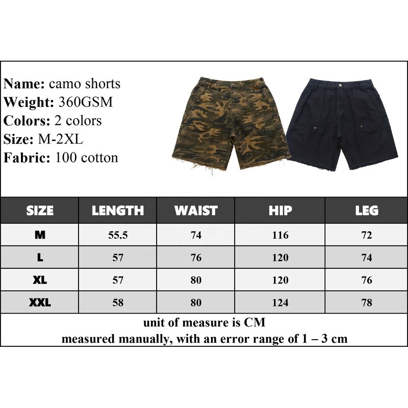 Men's Cargo Shorts - Summer Camouflage Multi Pockets Distressed Cotton Pants