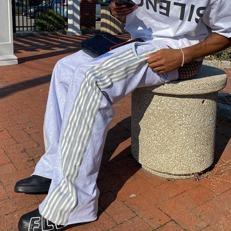 Unisex Flare Sweatpants - Vintage Embroidered Acid Wash Hip Hop Pants