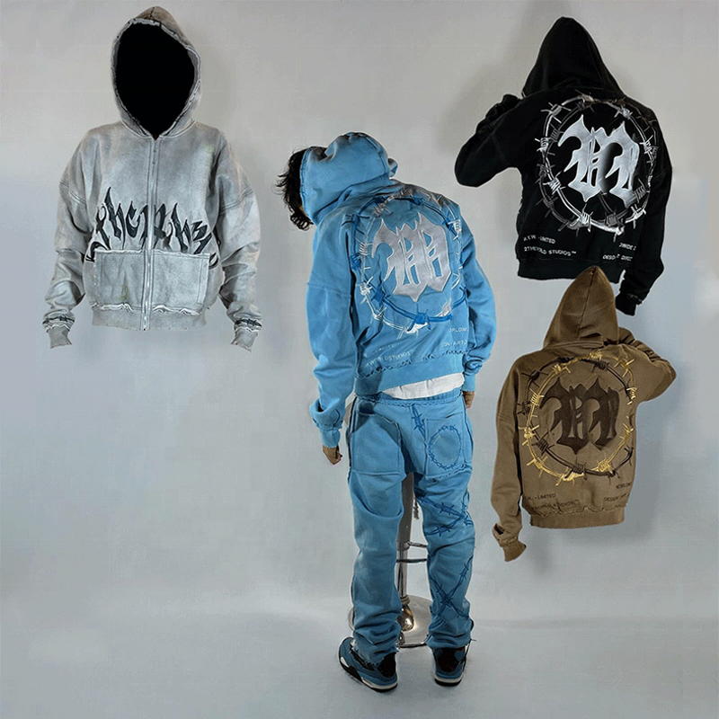 Men's Tracksuit Set - Luxury 400Gsm Organic Cotton Puff Print Sweat Suit