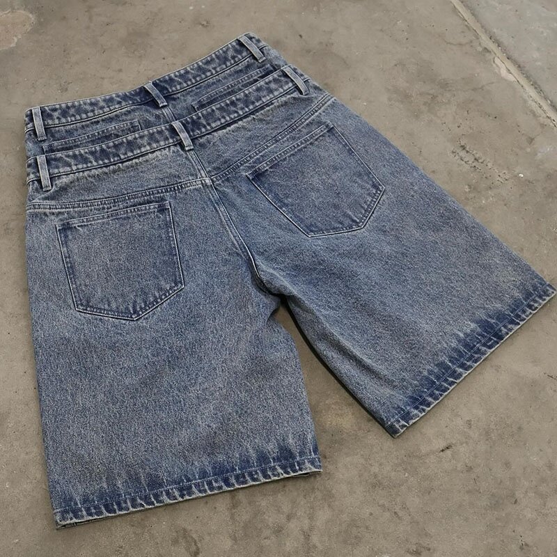 Men's Denim Shorts - High Quality Double Waist Distressed Crystal Jorts