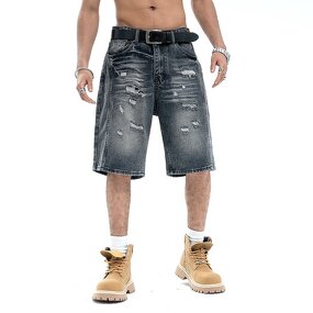 Men's Denim Shorts - 2025 Custom Distressed Vintage Printed Jorts