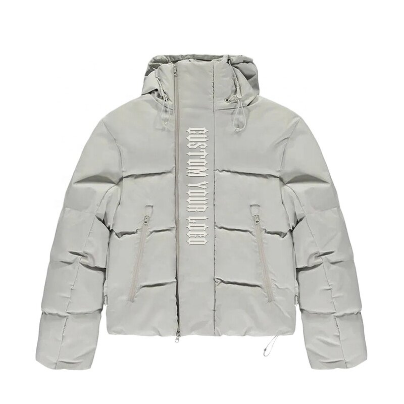 Men's Puffer Jacket - Custom Logo Hooded Thick Short Winter Down Coat