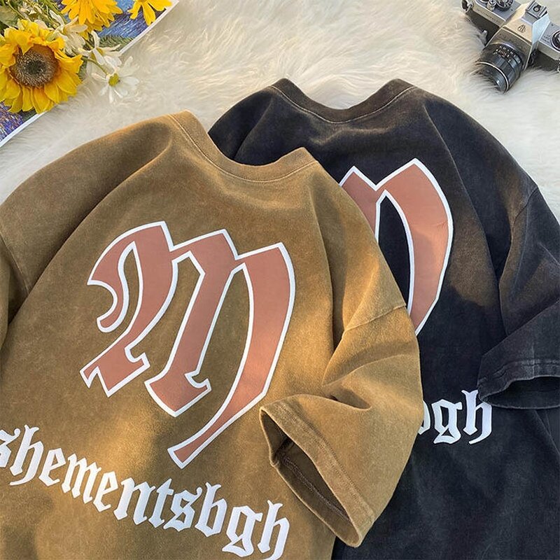 Men's Oversized T-Shirt - Custom Puff Print Acid Wash Drop Shoulder Tee