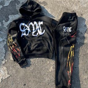 Men's Zip Up Hoodies - Wholesale Black Acid Wash Rhinestone Winter Tops