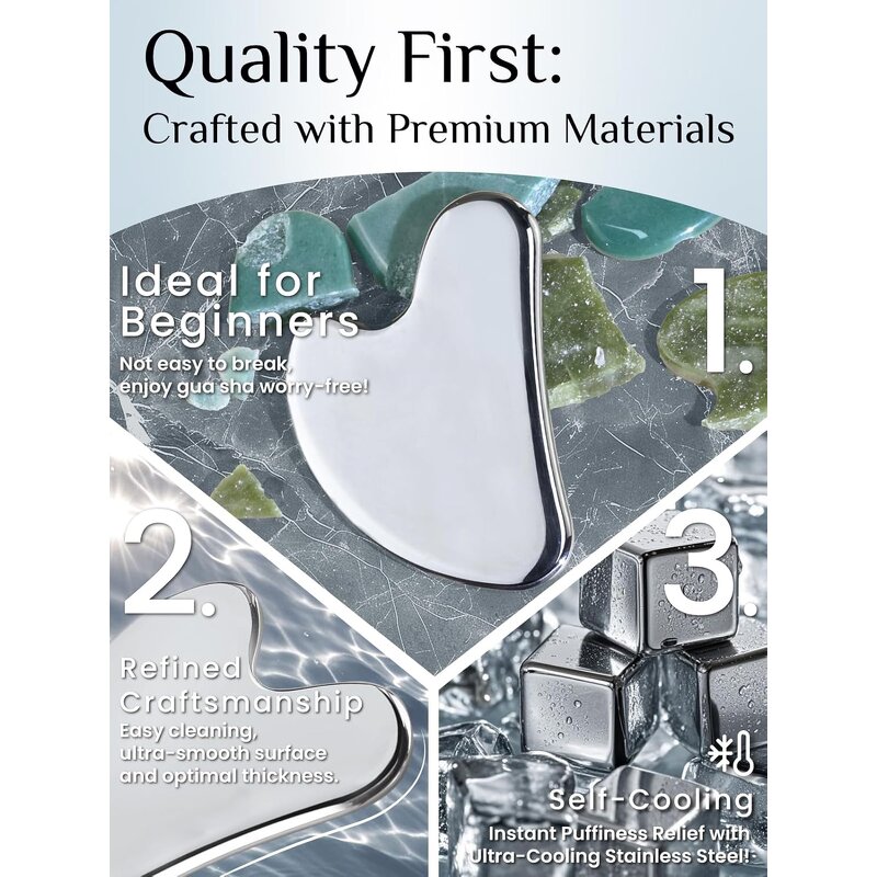 Gua Sha Facial Tool - Custom Logo 304 Stainless Steel Pink Gold Massage Tool