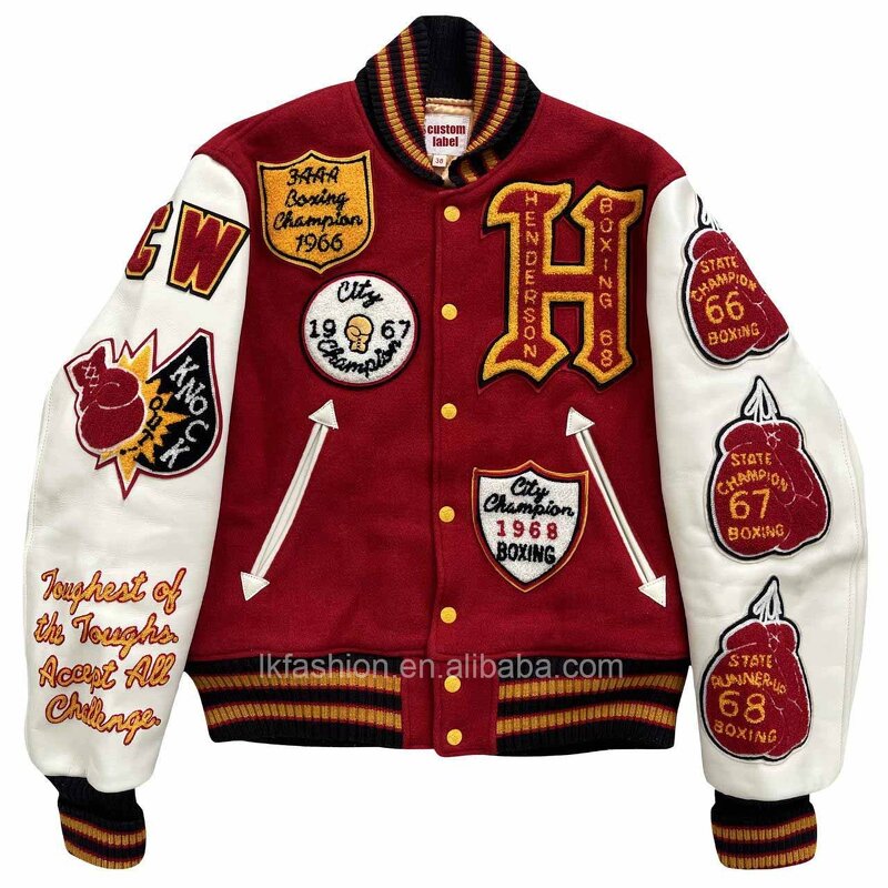 Men's Varsity Jacket - OEM Chenille Patch Leather Sleeve Letterman Coat